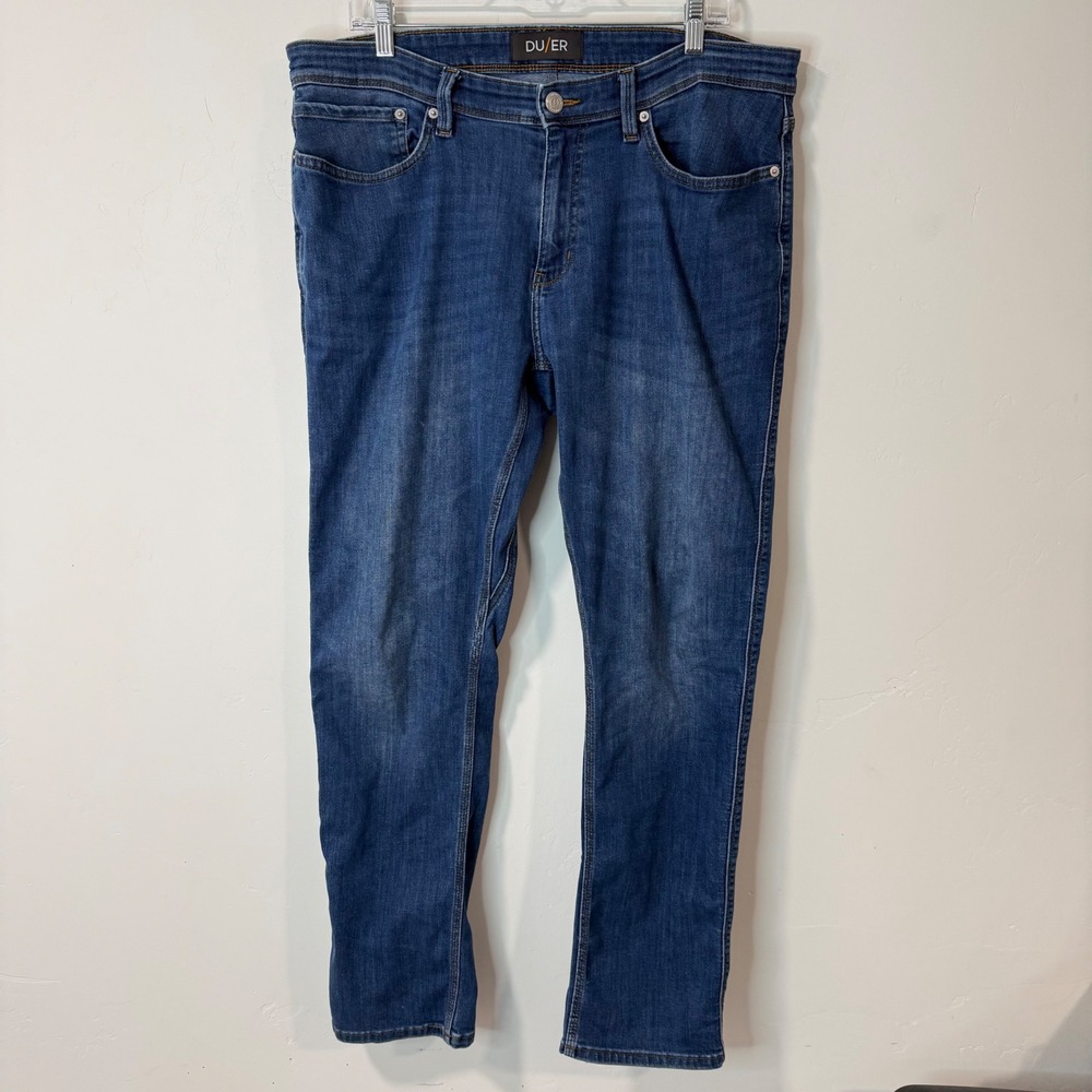 DU/ER Mens Relaxed Taper Jeans 36x32 Blue Good Stretch MFLR4505
